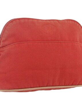 HERMES Bolide MM Pouch Canvas Red Auth ti3702